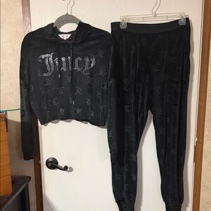 Juicy Couture Black Velour Jogger Set